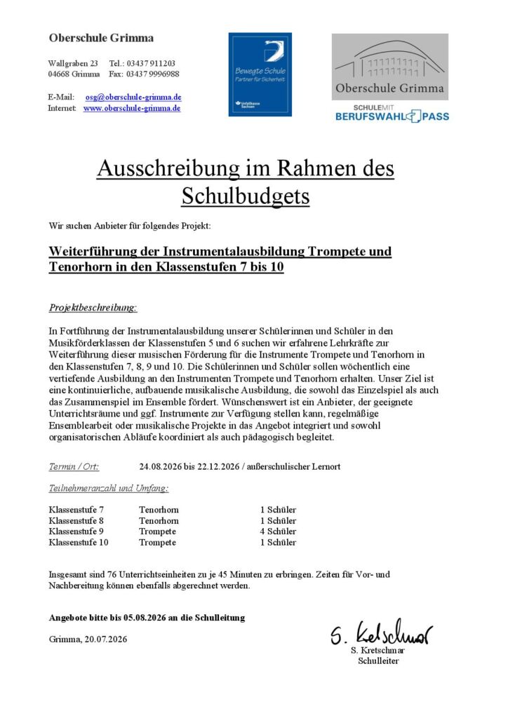 Ausschreibung MuFö 7 8 9 10 Trompete Tenorhorn 2026 2
